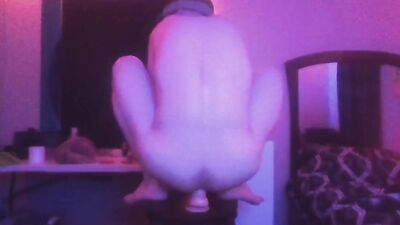 Power Bottom Twink riding huge dildo