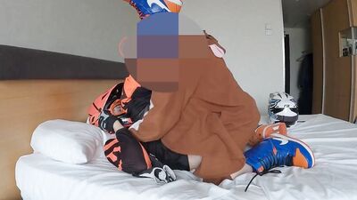 Blond BF fucks me in Fox MX with snowboard boots