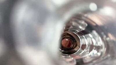 Jerk off with flashlight and cum inside.