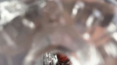 Jerk off with flashlight and cum inside.