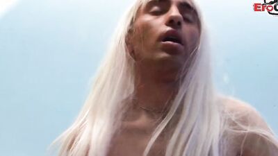 Skinny femboy cross dresser get bareback anal fuck