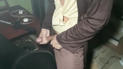 Asian Jedi fight and jerk off with lightsaber.