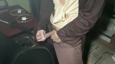 Asian Jedi fight and jerk off with lightsaber.