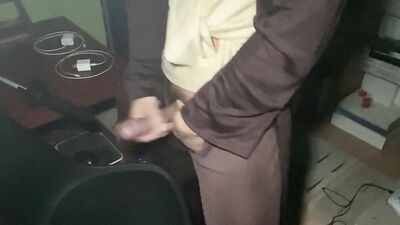 Asian Jedi fight and jerk off with lightsaber.