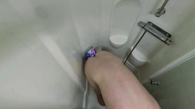 Skinny twink bulges belly with XL bad dragon horse dicks and shoots cum while bouncing