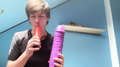Boy and huge dildos