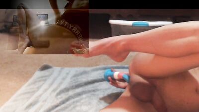 Himbo twunk spreads his legs for trans pride dildo to celebrate his love of shenis