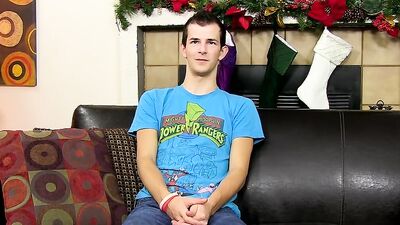 Handsome twink Jasper Robinson drills ass with dildo solo