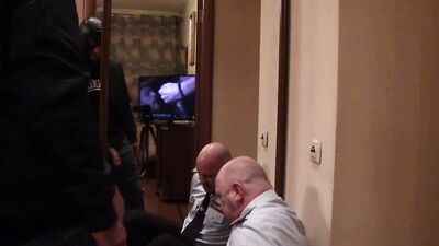 SKINHEAD with a BIG FAT DICK hard FUCKS the POLICEMAN'S THROAT hard and SLAPPING