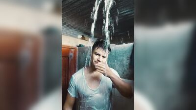 young man masturbating in the bathroom