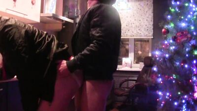 HARD FUCKING BAREBACK of TWO SKINHEAD near a huge Christmas tree