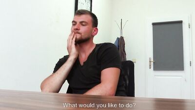 Gay bloke is ready to suck a cock on his job interview