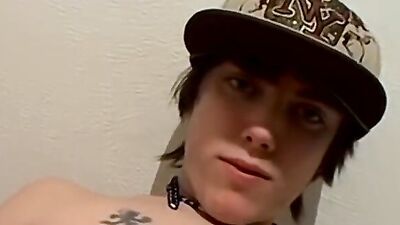 Amateur twink is jerking his song in front of the camera
