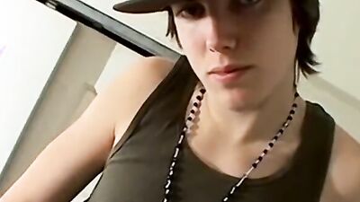 Amateur twink is jerking his song in front of the camera
