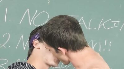 Ashton Rush and his skinny class mate are shagging in the classroom
