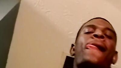 Skinny dude strokes his BBC in front of the camera