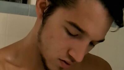 Naughty jock Jizzy Mcbone masturbates big cock in shower