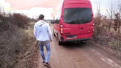 Tony Gets In The Van & Undresses Majk Before Get Him On His Knees To Drill His Ass - BROMO