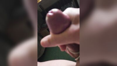 Closeup stroking of hard mushroom tipped dick
