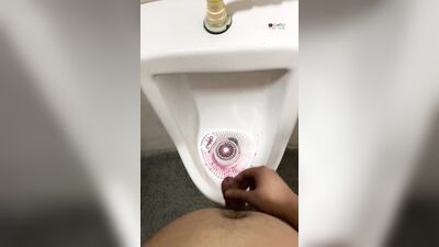 Masturbating with piss and cumshot in urinal