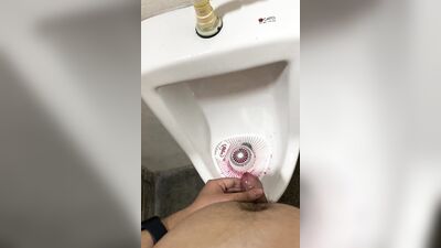 Masturbating with piss and cumshot in urinal
