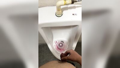 Masturbating with piss and cumshot in urinal