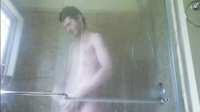 Hunk in Sexy Undies and Sweats Showers and Cums!