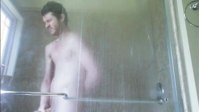 Hunk in Sexy Undies and Sweats Showers and Cums!
