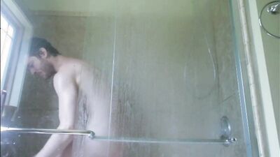 Hunk in Sexy Undies and Sweats Showers and Cums!