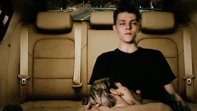Hunk fucked in anal in the back seat of a car