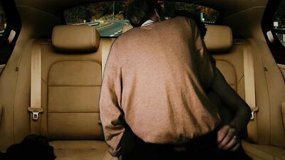 Hunk fucked in anal in the back seat of a car