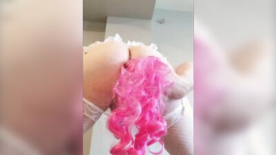Submissive Sissy Bound and Gagged, Plays with Herself