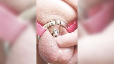 Rubbing my inverted cage cock like a pussy clit and cumming 4 times