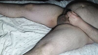lying on the bed ,and cum