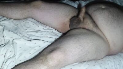 lying on the bed ,and cum