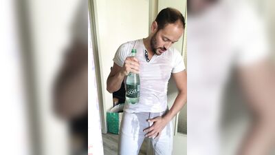 Wet clothes and big cumshot