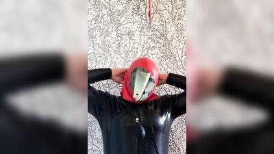 Double latex mask breath play