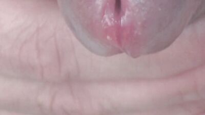 Slow wank of my uncut cock to a huge cumshot