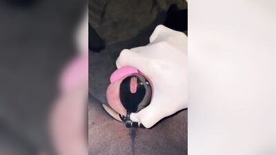 POV RUINED CUM SHOT IN CHASTITY CAGE