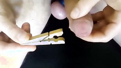Edging, Balls Tied, Ruined Cum from Clothespin, Polishing