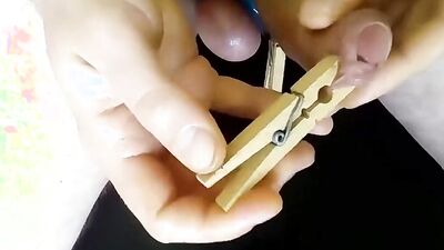 Edging, Balls Tied, Ruined Cum from Clothespin, Polishing