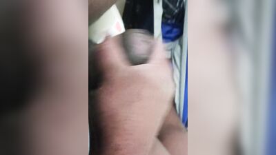 In the bathroom masturbating