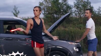 Theo Brady & Benjamin Blue Are On A Road Trip And Get Lost Then Markus Kage Comes To Fuck & Save Them - Twink Pop
