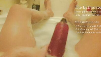 Extreme 12 inch huge dick in tub with bathmate Goliath