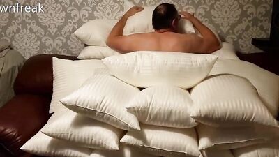 Humping 18 Super Soft Pillows on Leather Sofa
