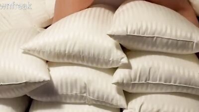 Humping 18 Super Soft Pillows on Leather Sofa
