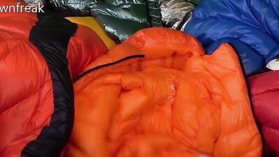 Humping 20 Down Puffer Jackets in an Inflatable Pool