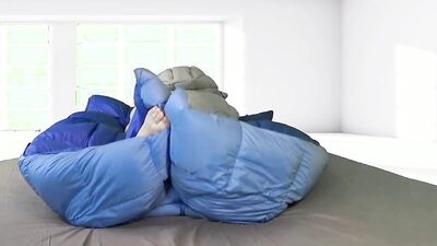 Humping Super Puffy Comforter While Wearing Super Puff Jacket