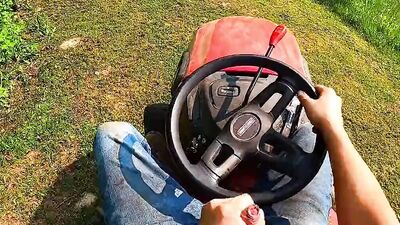 Cum and Piss All Over Myself While Riding My Lawn Mower