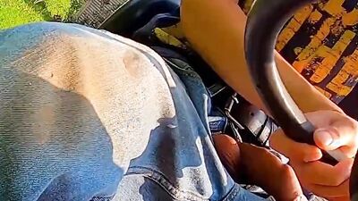 Cum and Piss All Over Myself While Riding My Lawn Mower